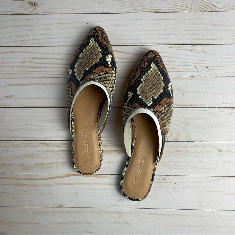 NIB Madewell Remi Mule in Spiced Cider Snake Embossed Leather  (size 9)